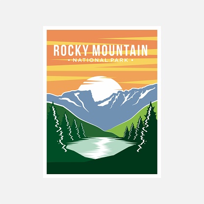 Rocky Mountain National Park poster vector illustration design