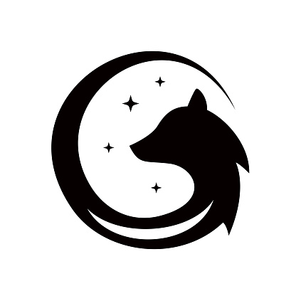 Simple Minimalist Night Wolf Wildlife Animal Logo