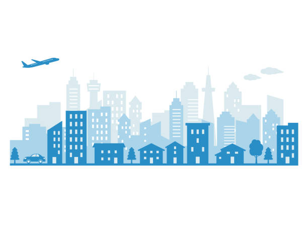 kuvapankkikuvitukset aiheesta cityscape_blue sävy - asuinalue