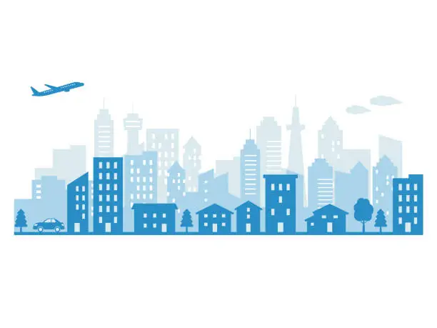 Vector illustration of Cityscape_blue tone