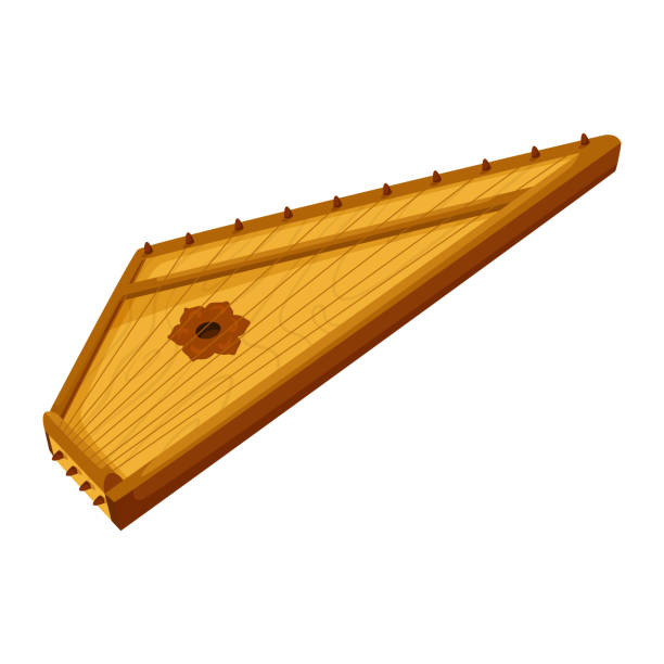 Psaltery medieval wooden string musical instrument isolated on white background. Flat style design. Classical ancient musical equipment. Russian tradional music sound. Vector illustration Psaltery medieval wooden string musical instrument isolated on white background. Flat style design. Classical ancient musical equipment. Russian tradional music sound. Vector illustration psaltery stock illustrations