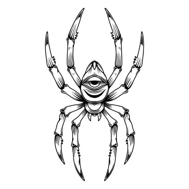 Vector illustration of Illustration of tattoo style spider. Vector design element