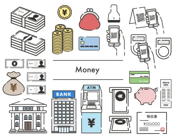Vector illustration of set of Illustration about moneys
