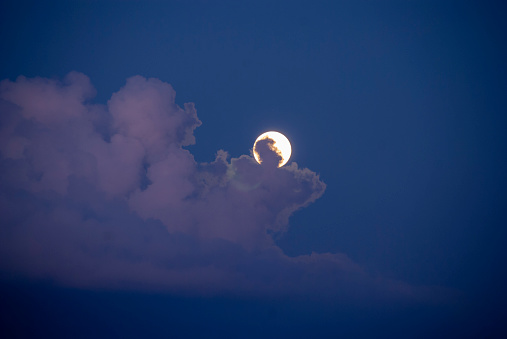 Nighttime sky with clouds and full moon