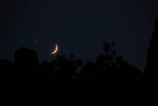 istock New Moon and a star Over forest 1987064740