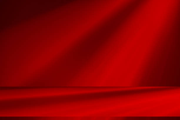 istock Wall interior background, studio and backdrops show products. with shadow from window color red light. background for text insertion and presentation of product 1987127876