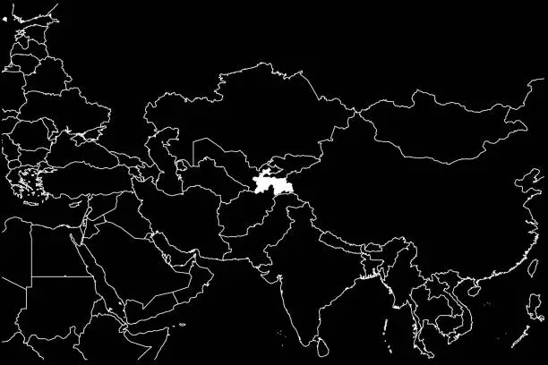 Vector illustration of Tajikistan map asia black background
