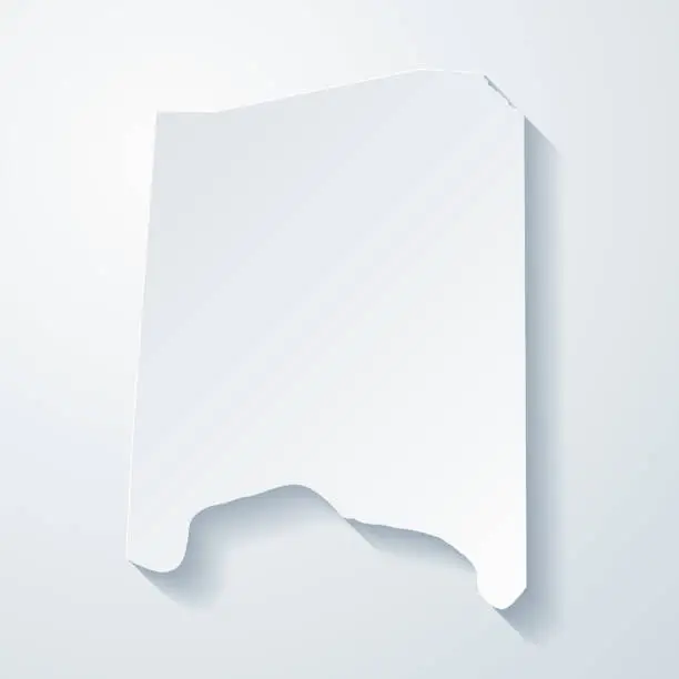 Vector illustration of Adams County, Ohio. Map with paper cut effect on blank background