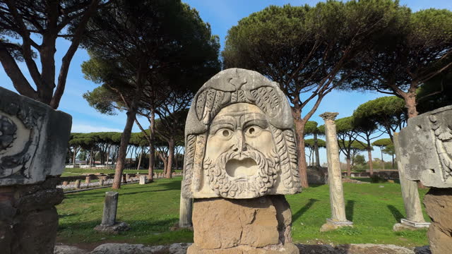 Ancient Rome art: Ostia Antica theater masks