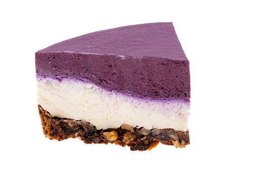 blueberry cheesecake isolated on white background
