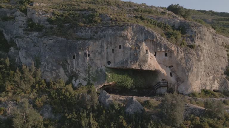 Caves carved into the rock in the Alfafara village, Alicante, Costa Blanca, Spain - stock video