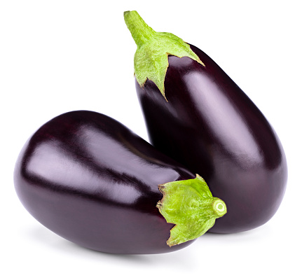 fresh eggplant isolated on white background. clipping path