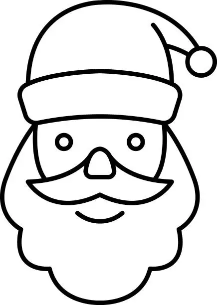 Vector illustration of Santa claus face line icon, happy xmas christmas new year vector image.