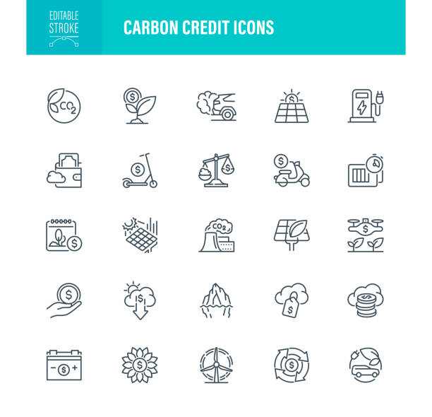 Carbon Credits Icons Editable Stroke Carbon Credits Icon Set. Editable Stroke. For Mobile and Web. Contains such icons as Coal, Symbol, Carbon Neutrality, Zero, Environment, Climate Change, Financial Loan, Reduction persistent organic pollutants stock illustrations
