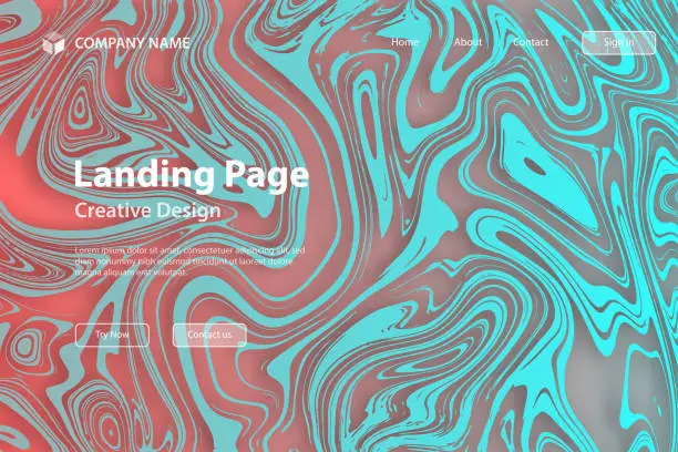 Vector illustration of Landing page Template - Liquid background with Blue gradient - Trendy design