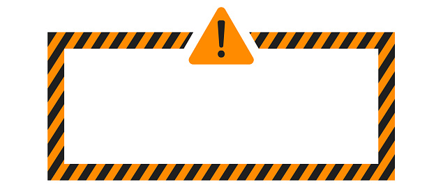 Caution alert constriction frame with warning exclamation triangle sign vector border