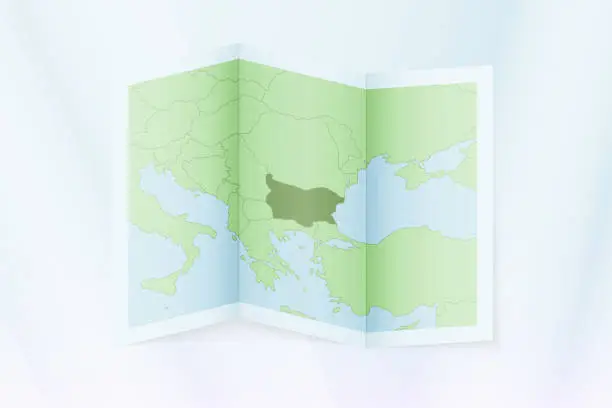 Vector illustration of Bulgaria map, folded paper with Bulgaria map.