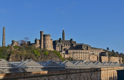 A view of the monuments and historic buildings on Calton Hill in the city of Edinburgh.
