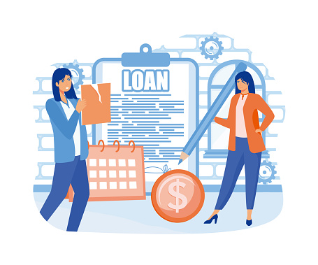 Loan restructuring concept. Credit refunding with reduced interest rate. Bank-offered financing of purchases. Loan application, credit arrangements. flat vector modern illustration