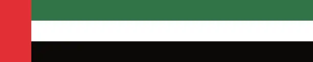 Vector illustration of United Arab Emirates flag. A long banner. Flag icon. Standard color. A rectangular flag. Computer illustration. Digital illustration. Vector illustration.