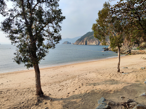 View of Chung Hom Kok beach, a quiet beach located on Hong Kong island south coast, west of Stanley.
