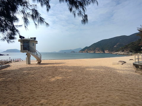 View of Chung Hom Kok beach, a quiet beach located on Hong Kong island south coast, west of Stanley.