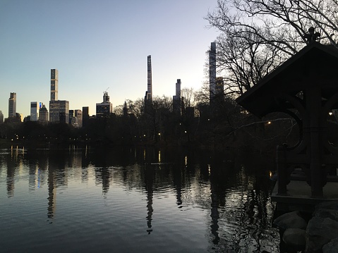 Sunset on Sunday in Winter at Central Park in New York, NY.
