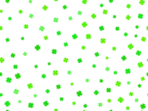 illustrations, cliparts, dessins animés et icônes de patron sans couture de trèfle pour la saint-patrick. feuilles de trèfle vert sur fond blanc. le lotier et le trèfle à quatre feuilles sont un symbole de chance. conception pour bannière et affiche. illustration vectorielle - clover st patricks day four leaf clover luck