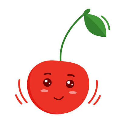 Cute cherry character in cartoon style. Isolated on a white background. Vector illustration
