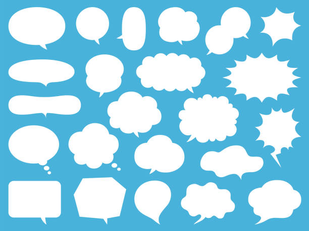 set gelembung ucapan putih sederhana - balon ucapan ilustrasi stok