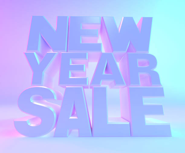 istock 3D illustration white text sale, holographic style. 1987281816