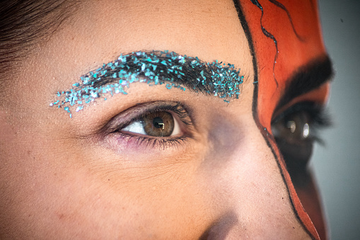 Close up of woman face with Halloween make up