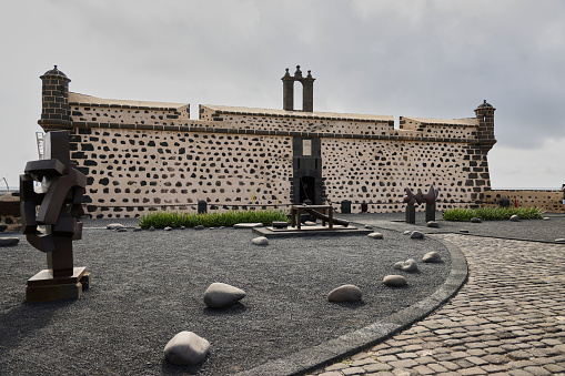 Arrecife (Spain), January 18, 2024.  It is a historical fortress and currently the International Museum of Contemporary Art, the most important on the island. It has been an Asset of Cultural Interest since 1949.
