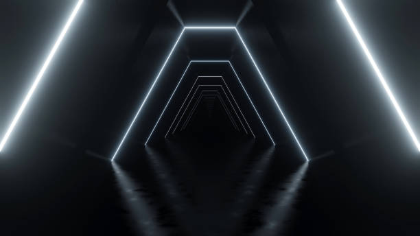 istock 3d render of abstract dark concrete interior tunnel with lighting 1987327263
