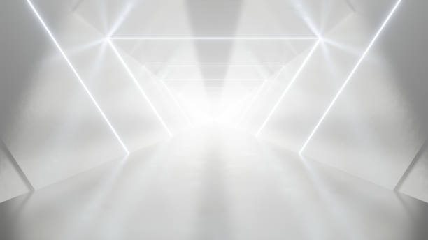 istock abstract white futuristic triangle tunnel architecture 1987327282