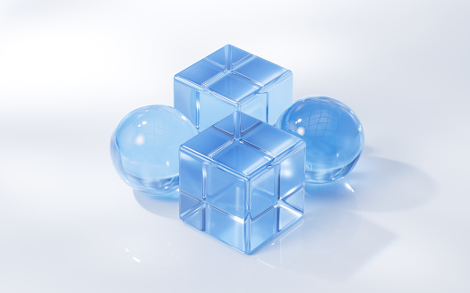 Abstract shiny glass geometry background, 3d rendering. 3D illustration.