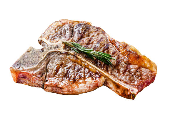 istock Grilled Porterhouse steak  Isolated on white background. Top view. 1987353701