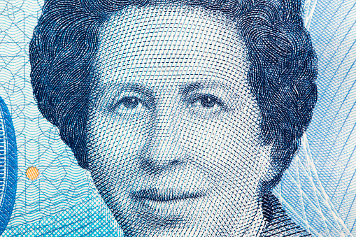 Tewhida Ben Sheikh a closeup portrait from Tunisian money - Dinar