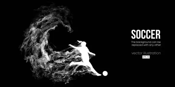 Vector illustration of Abstract football soccer player man in action isolated black background. Vector illustration