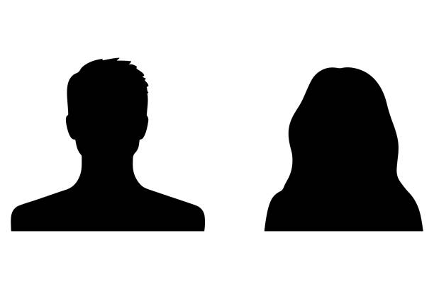 istock A vector illustration depicting male and female face silhouettes or icons, serving as avatars or profiles for unknown or anonymous individuals. The illustration portrays a man and a woman portrait. 1987377901