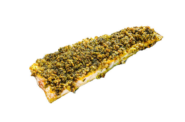 istock Fried fish fillet hake. Organic seafood.  Isolated on white background. Top view. 1987400355