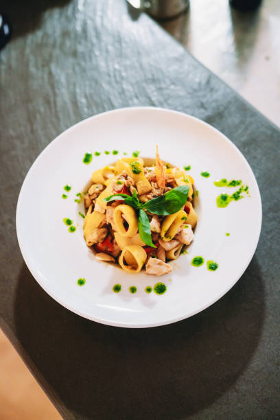 istock Paccheri with seafood are ready to be served at the restaurant 1987421968