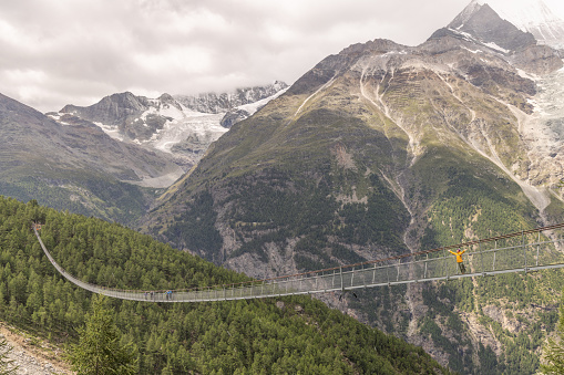 The Charles Kuonen Suspension Bridge is the third longest hanging bridge for pedestrian use in the world. It is located in Randa, Switzerland  The Charles Kuonen bridge is 494 metres long making it a world record-breaking construction.  Upon its inauguration on 30 July 2017 became the longest suspension bridge built for pedestrian travel.[