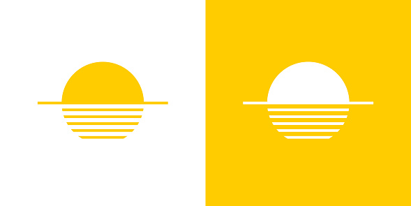 Sunset or Sunrise sun logo. Sun. Sunburst sun logo