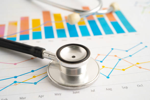 istock Stethoscope on graph paper, Finance, Account, Statistics, Investment, Analytic research data economy and Business company concept. 1987482546