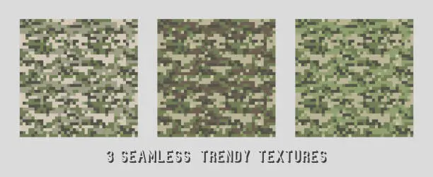 Vector illustration of Proxy camouflage military pattern. Military-style Creative Camouflage Set
