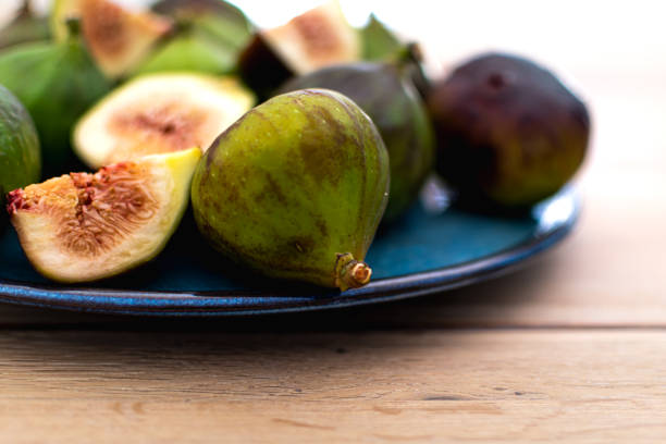 Fig fruits on a plate, ficus carica