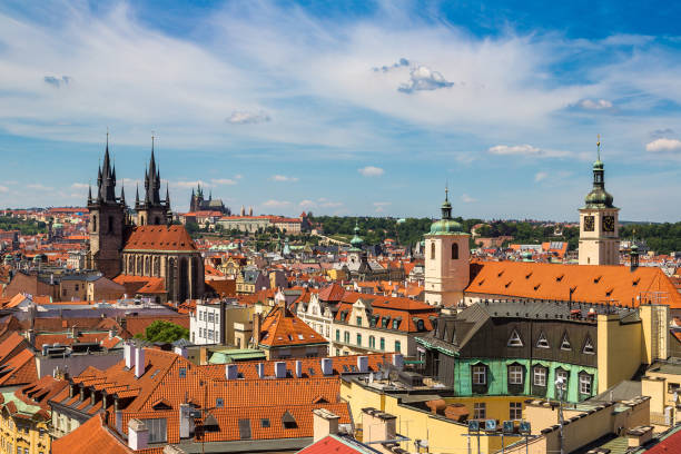 istock Panoramic aerial view of Prague 1987606496