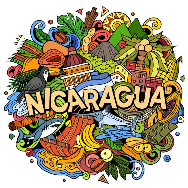 Vector illustration of Nicaragua cartoon doodle illustration. Funny local design.