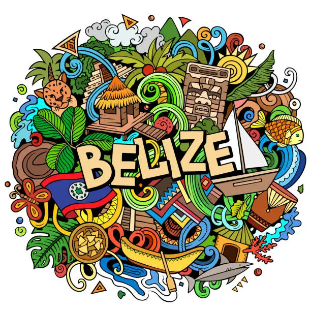 Vector illustration of Belize cartoon doodle illustration. Funny local design.